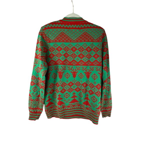 Tipsy Elves Light-Up Christmas Sweater Red & Green Holiday Tree Design Mens M - Picture 4 of 10